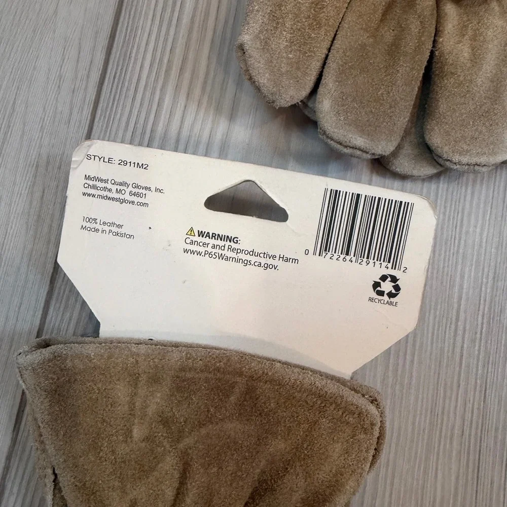 MidWest Quality Gloves Garden Leather Cowhide Work Gloves Lot of 4 Tan 2911M2 L